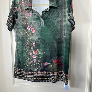 Ace Golf Botanical Energy Polo Top UPF50 Large Dark green NWT